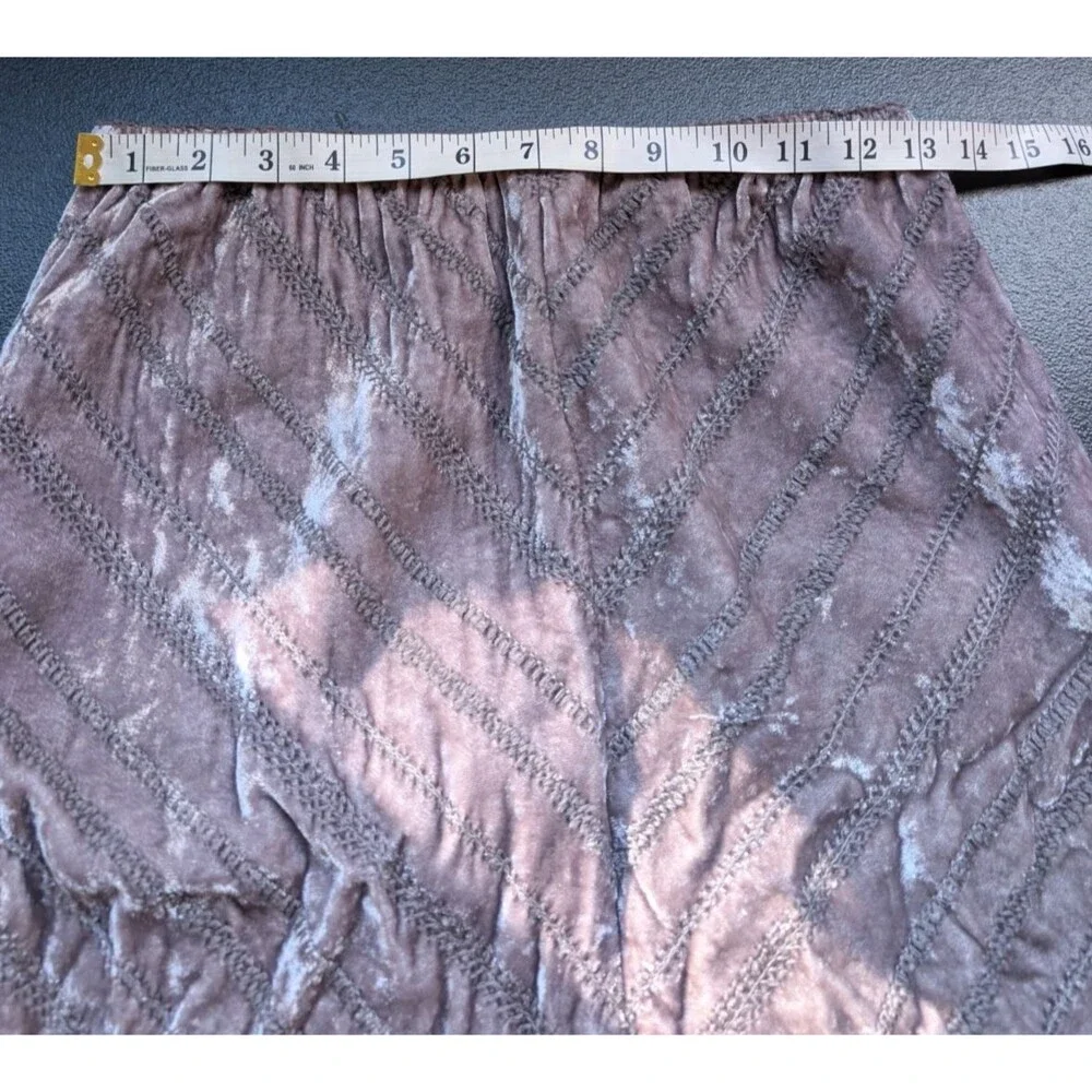 J. Jill Maxi Skirt Velvet Gray Chevron Stitch Elastic Waist Side Zip Boho Size 6